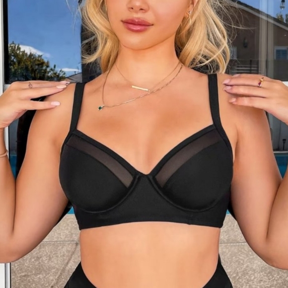 3X$25 NWT Cupshe Tempest Underwire Mesh Bralette Bikini Top Size Medium - Picture 1 of 6